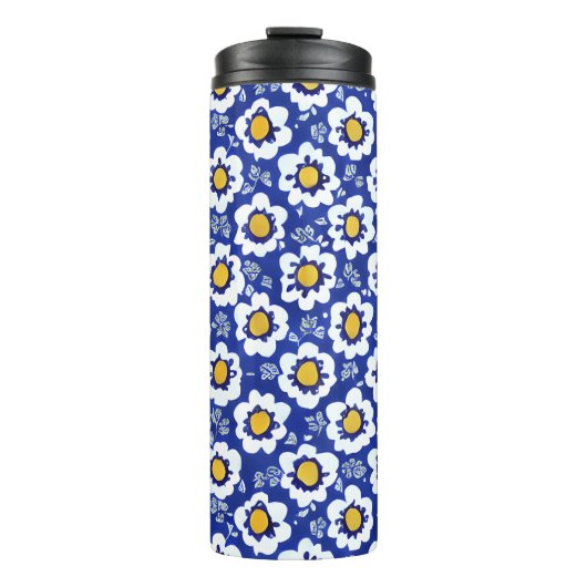 Bouteilles Isothermes Motif arabe floral bleu (Devant)