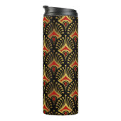 Bouteilles Isothermes Motif Art déco or et rouge sur noir (Tourné sur la droite)