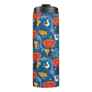 Bouteilles Isothermes motif avec les chats et les oiseaux mignons
