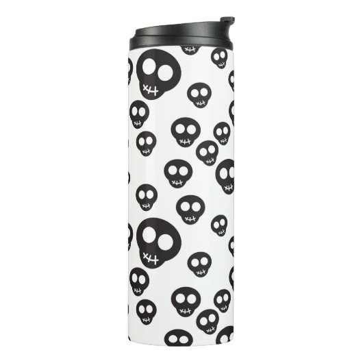 Bouteilles Isothermes Motif avec les crânes noirs sur le blanc (Tourné sur la gauche)