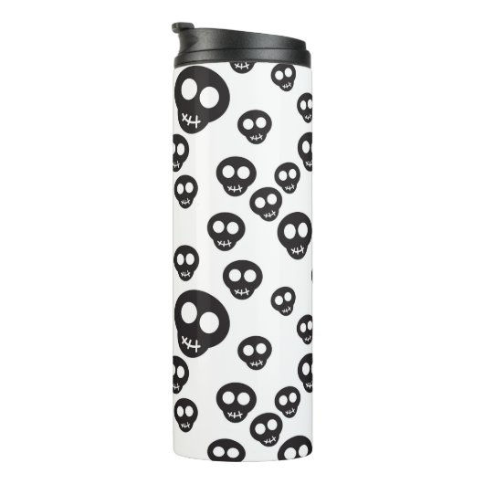 Bouteilles Isothermes Motif avec les crânes noirs sur le blanc (Tourné sur la droite)