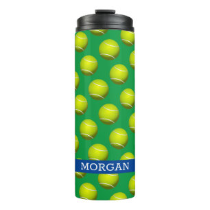 Bouteilles Isothermes Motif balle de tennis, nom blanc, bleu et vert