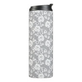 Bouteilles Isothermes Motif blanc de dentelle sur l'arrière - plan gris (Tourné sur la gauche)