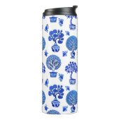 Bouteilles Isothermes Motif Bonsai Tree en Bleu et Blanc Cobalt (Tourné sur la gauche)