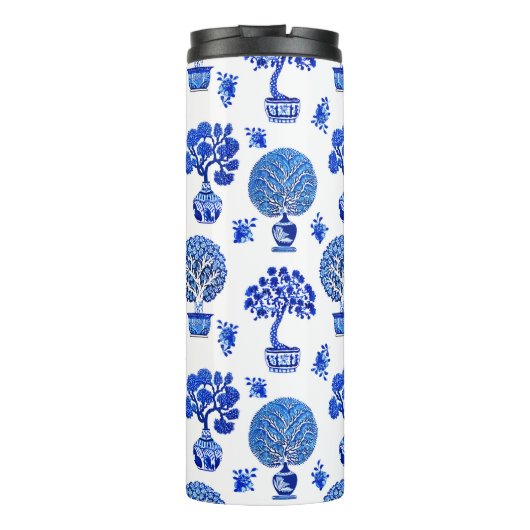 Bouteilles Isothermes Motif Bonsai Tree en Bleu et Blanc Cobalt (Dos)