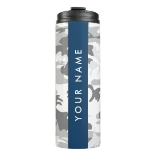 Bouteilles Isothermes Motif camouflage neige hivernale grise Personnalis