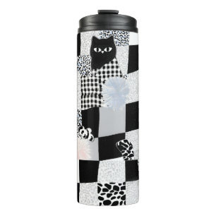 Bouteilles Isothermes Motif chat noir gingham à carreaux mixtes guépard