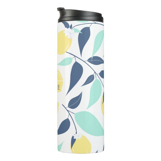 Bouteilles Isothermes Motif citron jaune et menthe (Tourné sur la droite)