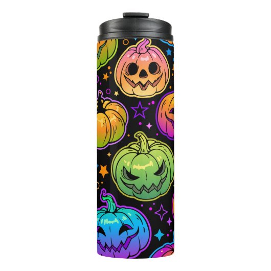 Bouteilles Isothermes Motif Citrouille d'Halloween brillant et multicolo (Devant)