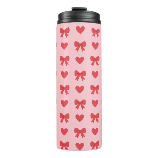 Bouteilles Isothermes Motif Cœurs Roses et Rubans Doux (Devant)