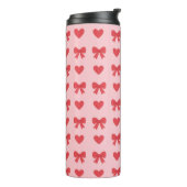 Bouteilles Isothermes Motif Cœurs Roses et Rubans Doux (Tourné sur la gauche)