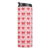 Bouteilles Isothermes Motif Cœurs Roses et Rubans Doux (Tourné sur la droite)