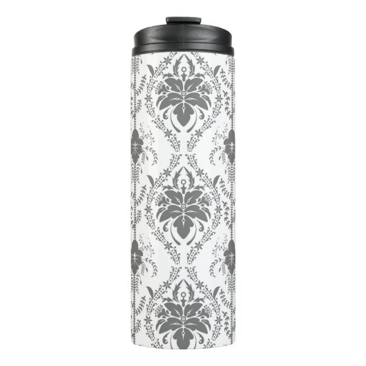Bouteilles Isothermes Motif Damask blanc et gris (Devant)