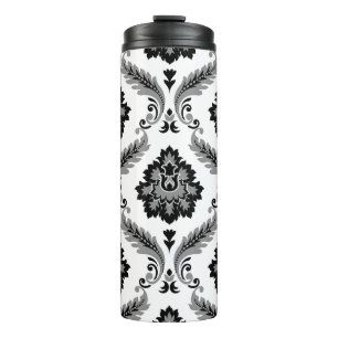Bouteilles Isothermes Motif Damassé Rococo Gris Noir Blanc