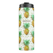 Bouteilles Isothermes Motif d'ananas jaune et or vert. (Devant)