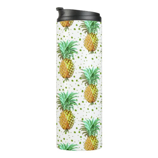 Bouteilles Isothermes Motif d'ananas jaune et or vert. (Tourné sur la droite)
