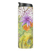 Bouteilles Isothermes Motif d'aquarelle Arrière - plan jaune (Tourné sur la droite)