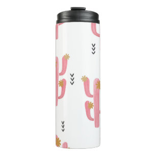 Bouteilles Isothermes Motif d'aquarelle de cactus rose vintage