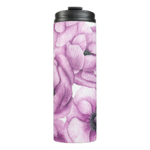 Bouteilles Isothermes Motif d'aquarelle des fleurs d'anémone