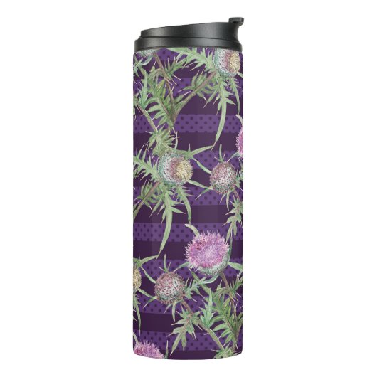 Bouteilles Isothermes Motif d'aquarelle des fleurs de chardon (Tourné sur la gauche)