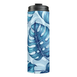 Bouteilles Isothermes Motif d'aquarelle Monstera bleu