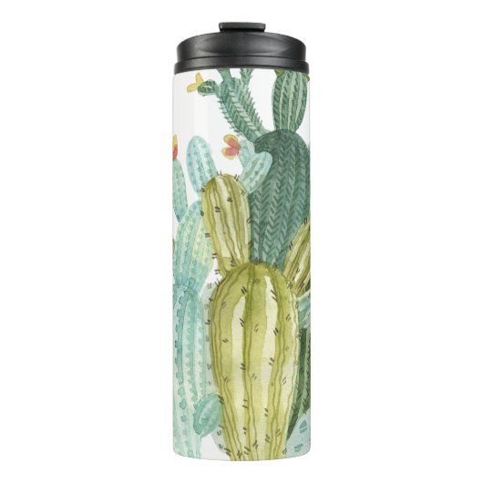 Bouteilles Isothermes Motif d'aquarelle vintage Cactus Blooming (Devant)
