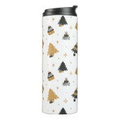 Bouteilles Isothermes Motif d'arbre de Noël noir or (Tourné sur la gauche)