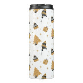 Bouteilles Isothermes Motif d'arbre de Noël noir or (Dos)