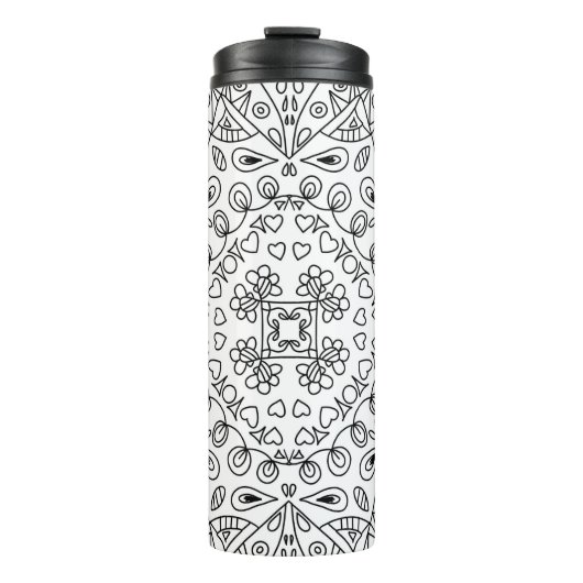 Bouteilles Isothermes Motif d'art monochrome noir et blanc (Devant)