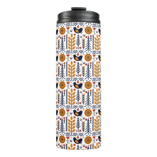 Bouteilles Isothermes Motif d'art populaire d'oiseau d'automne (Devant)