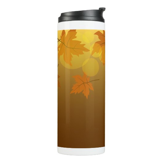 Bouteilles Isothermes Motif d'automne avec feuilles d'érable en chute et (Tourné sur la gauche)