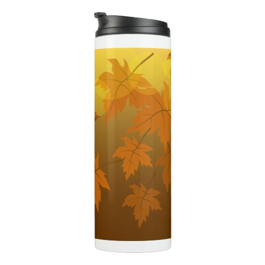 Bouteilles Isothermes Motif d'automne avec feuilles d'érable en chute et (Tourné sur la droite)