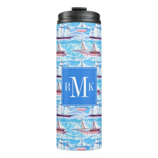 Bouteilles Isothermes Motif de bateaux de navigation d'aquarelle (Devant)