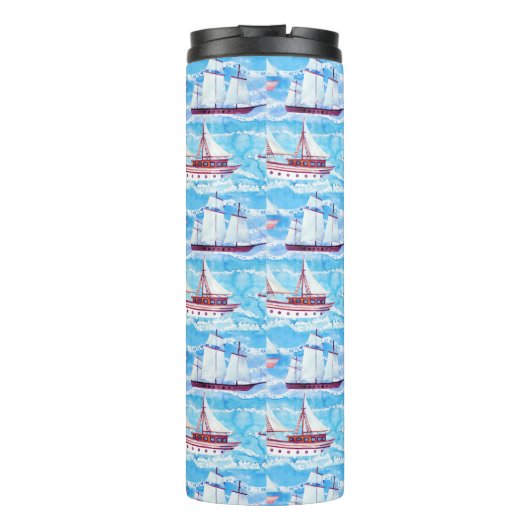 Bouteilles Isothermes Motif de bateaux de navigation d'aquarelle (Dos)