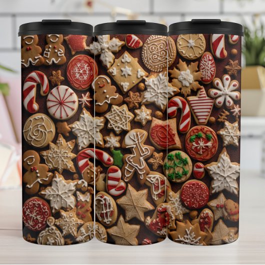Bouteilles Isothermes Motif de biscuits de Noël assortis