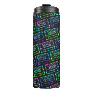 Bouteilles Isothermes Motif de cassette rétro néon bleu vert