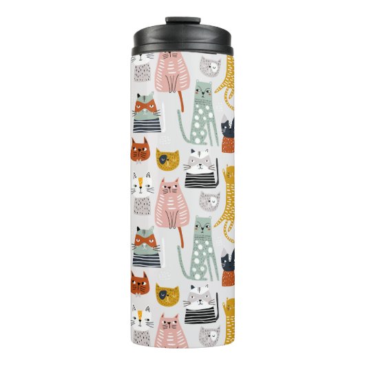 Bouteilles Isothermes Motif de chat à main mignon Doodle (Devant)