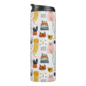 Bouteilles Isothermes Motif de chat à main mignon Doodle (Tourné sur la droite)