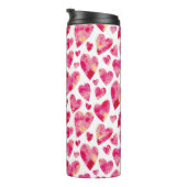 Bouteilles Isothermes Motif de cœur d'amour à l'aquarelle rose (Tourné sur la droite)