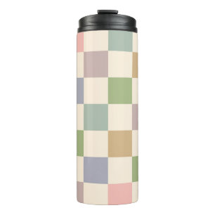 Bouteilles Isothermes Motif de contrôle rétro géométrique Pastel À damie