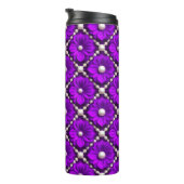 Bouteilles Isothermes Motif de fleur violette avec perles (Tourné sur la droite)
