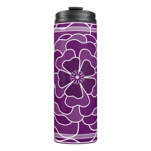 Bouteilles Isothermes Motif de fleurs abstraites violet foncé (Devant)