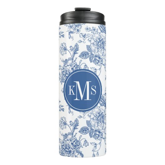 Bouteilles Isothermes Motif de fleurs bleues (Devant)