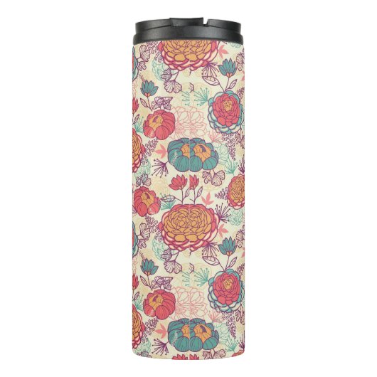 Bouteilles Isothermes Motif de fleurs et de feuille de pivoine (Dos)