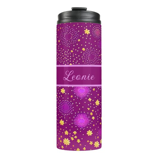 Bouteilles Isothermes Motif de fleurs fuchsia (Devant)