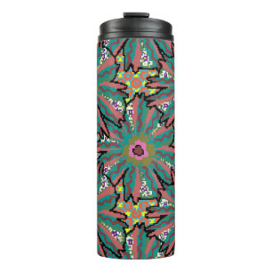 Bouteilles Isothermes motif de fleurs vintage. Style Doodle, parquet de