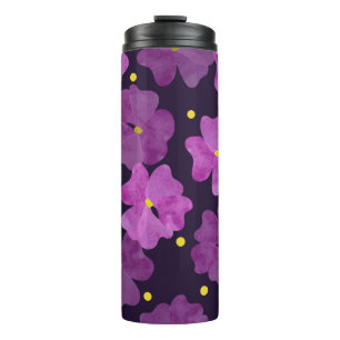 Bouteilles Isothermes Motif de fleurs violettes sans couture. Aquarelle