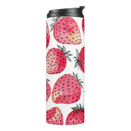 Bouteilles Isothermes Motif de fraises d'aquarelle. (Tourné sur la gauche)