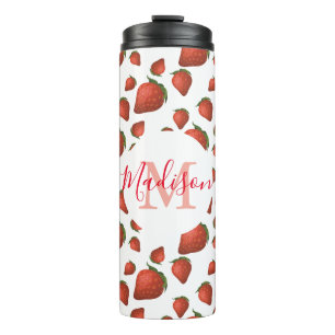 Bouteilles Isothermes Motif de fraises Monogramme Nom initial