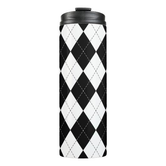 Bouteilles Isothermes Motif de Jacquard géométrique noir blanc (Devant)